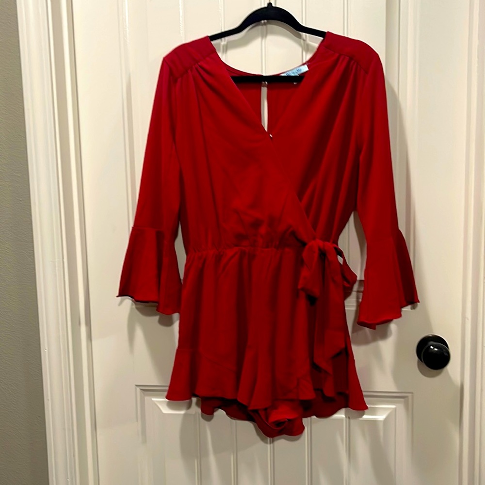 She + Sky Burgundy Romper